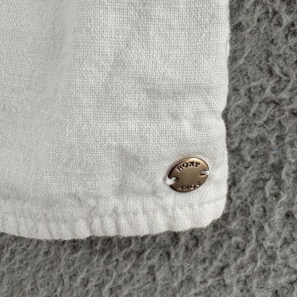 Roxy White Linen Blend Button Front Crop Tank Top Size M - Picture 10 of 14